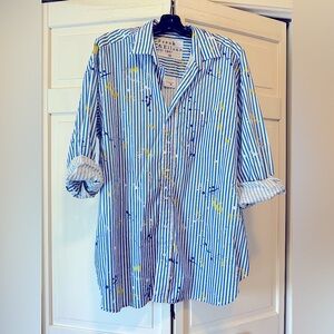 Frank & Eileen Blue Stripe with Splatters 2023 Mackenzie Shirt